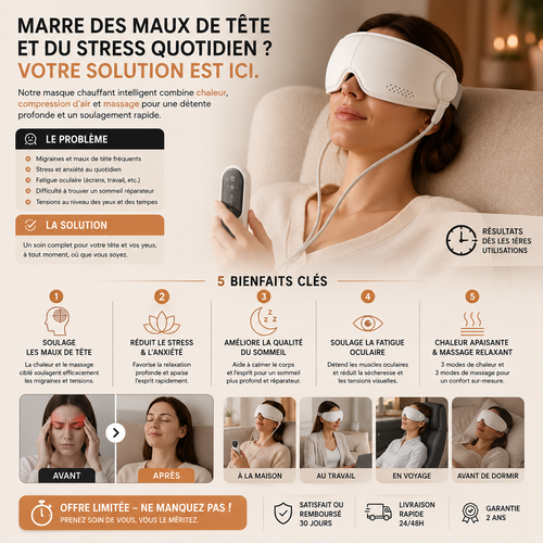 Masque Intelligent Anti-Migraine – Massage & Chaleur Apaisante